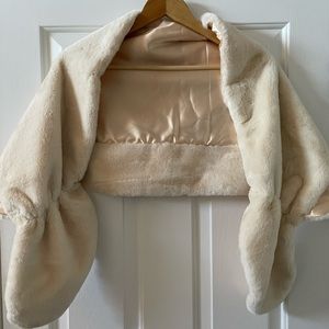 Formal fur shawl wrap- champagne